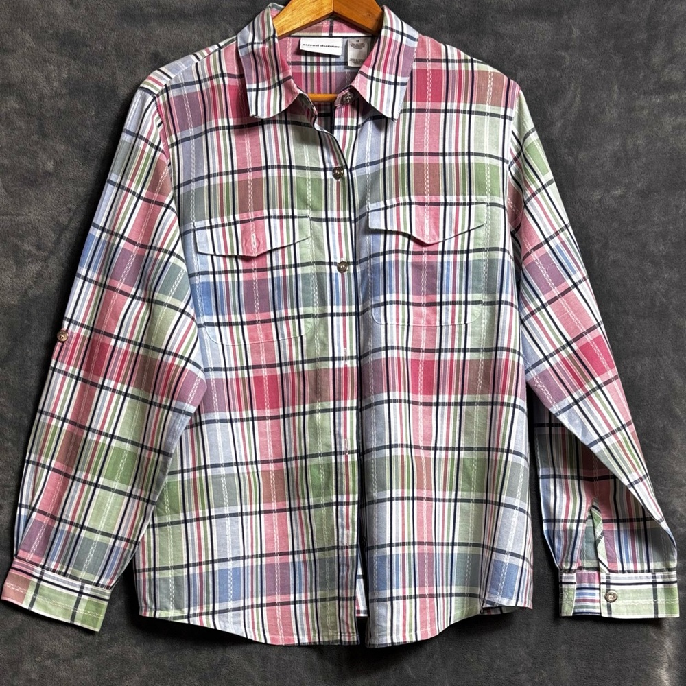 Alfred Dunner Red Green Blue Plaid Shirt